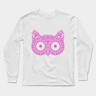 Mandala Owl Pink T-Shirt Long Sleeve T-Shirt